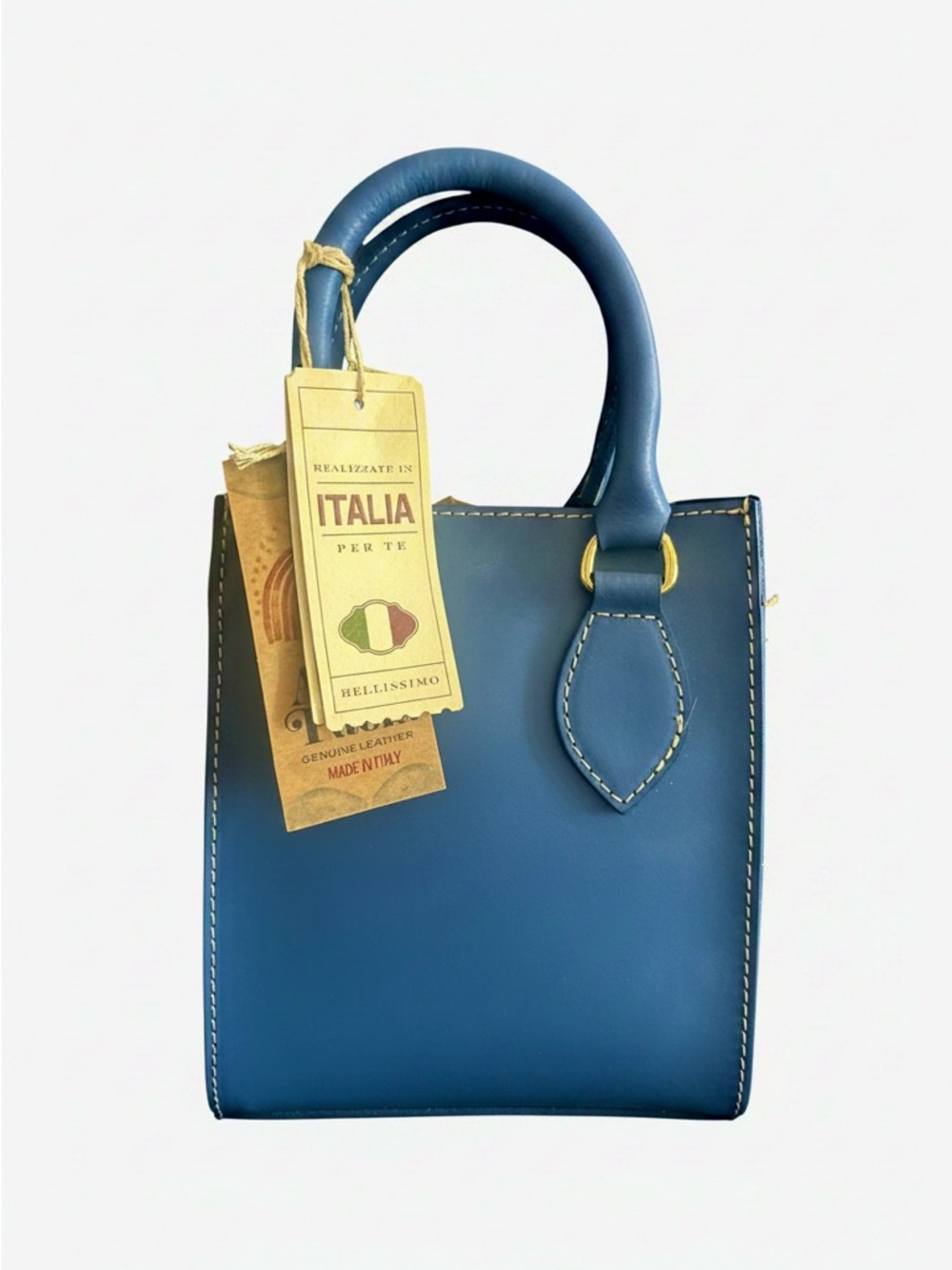 Brand new Anna Paola Blue Leather Handbag from Italy.